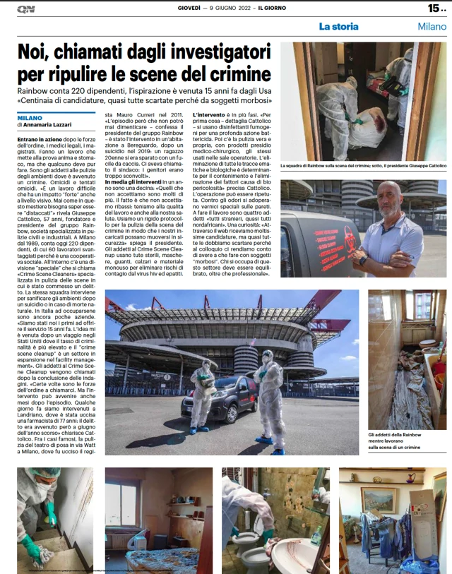 Il Giorno: Noi, chiamati dagli investigatori per ripulire le scene del crimine